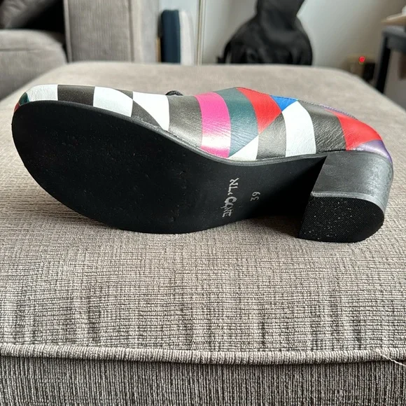 Handmade Colorful leather Lace-up Oxfords, size 39 - Picture 11 of 12